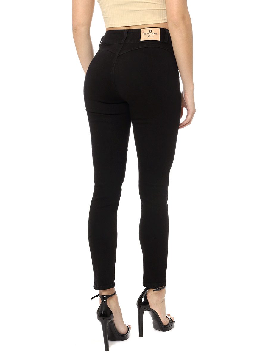 Jeans Corazón Cintura Alta Skinny / color negro