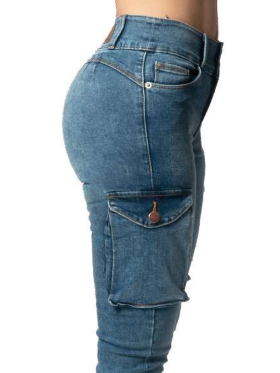 Jeans Corazón Cintura Alta Skinny / color azul acid wash