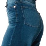 Mom Jeans Cintura Alta Pierna Amplia / color azul oscuro
