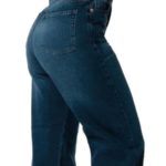 Mom Jeans Cintura Alta Pierna Amplia / color azul oscuro