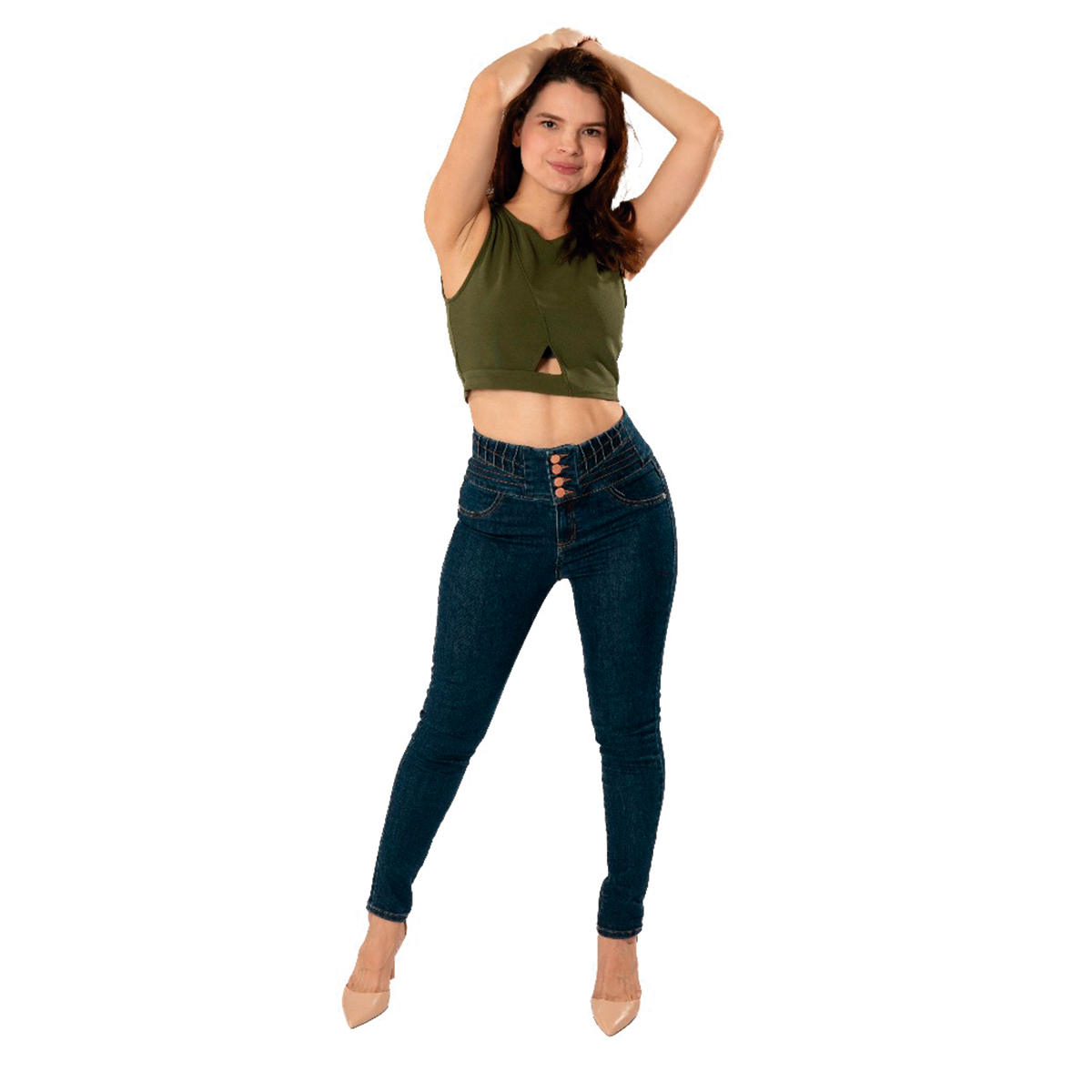 Jeans Corazón Fajilla Skinny / color azul oscuro