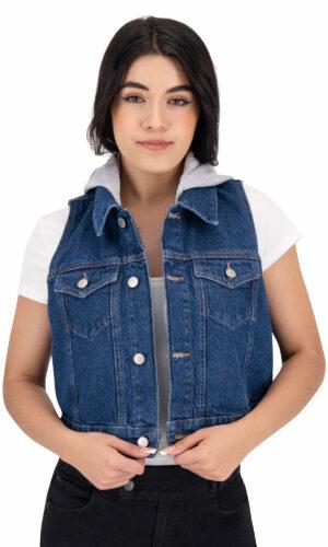Chaleco Mezclilla Mujer Gorrro 025526