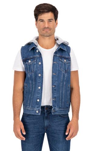 Chaleco Mezclilla Hombre Con Gorro 803683